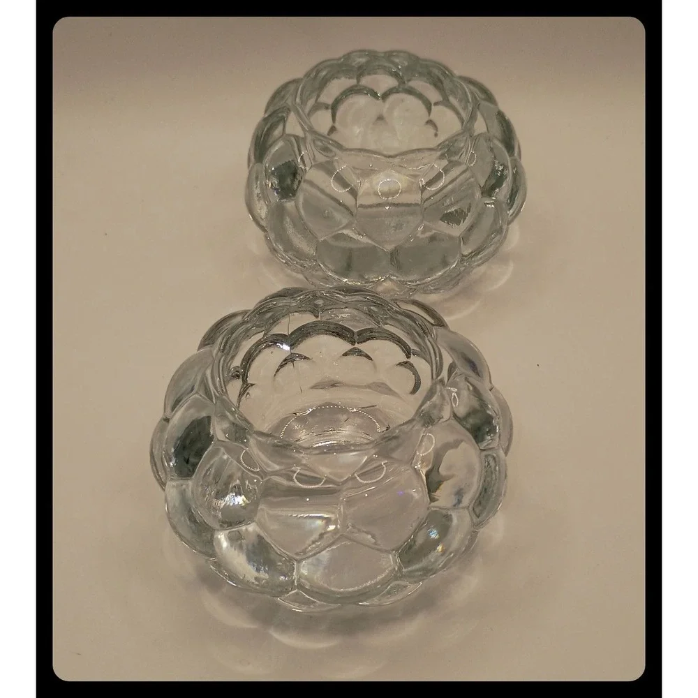 KIG Votive Candle Holders Home Decor Clear Bubble Glass Set of 2